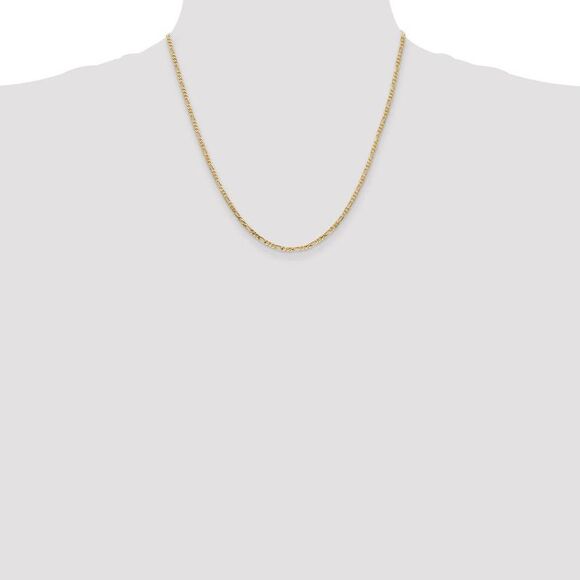 2.25mm, 14k Yellow Gold, Flat Figaro Chain Necklace, 20 Inch - Picture 2 of 8